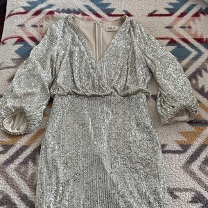 Elegant Silver Sequin Dress